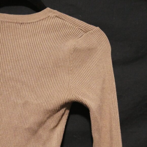 FOREVER 21 | medium | Light Brown Ribbed Long Sleeve Sweater Dress - Picture 13 of 16
